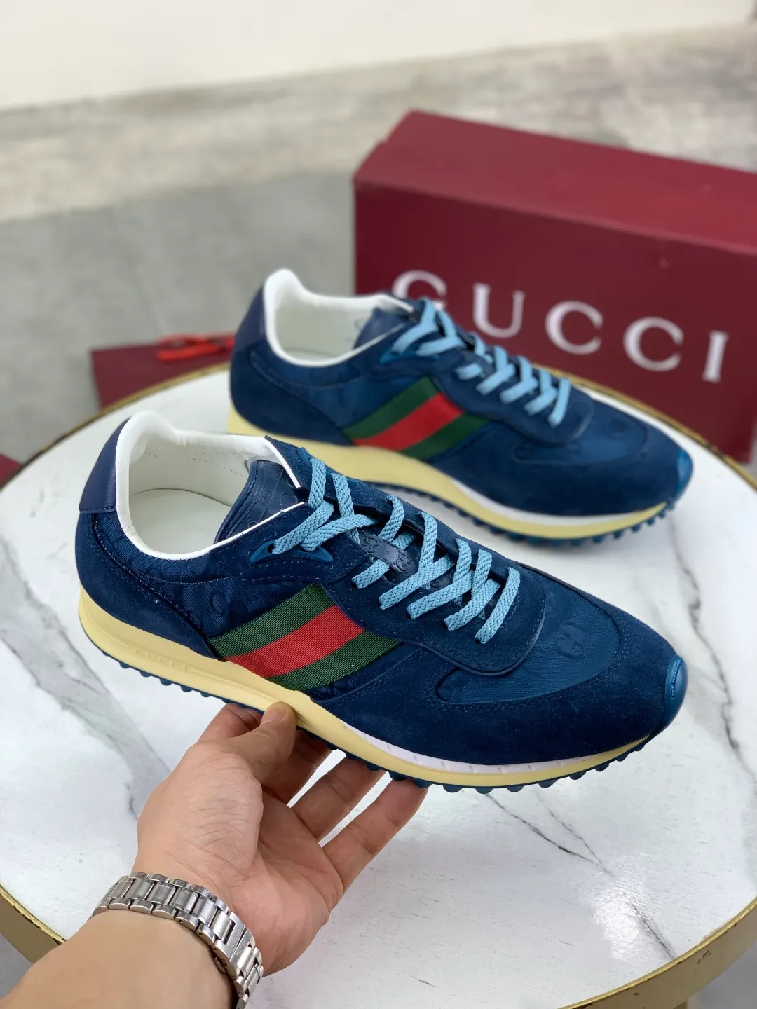 Men's shoes 💰P640 New Gucci Gucci Top version Latest catwalk style Re-Motion series Thick-soled casual sports shoes Original purchase and development ▪️Fabric: Original custom imported first-layer cowhide ▪️Sole: Original molded TPU material ▪️Sole thickness: 3.5CM ▪️Size: Men 39-45 Color: 8️⃣ colors available, boutique packaging